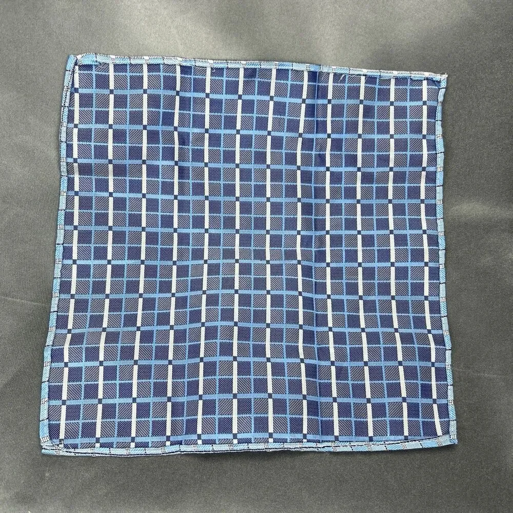 Hi-Tie Men’s 100% Silk Tie Handkerchief‎ Set Geometric Blue Silver Wedding Dance